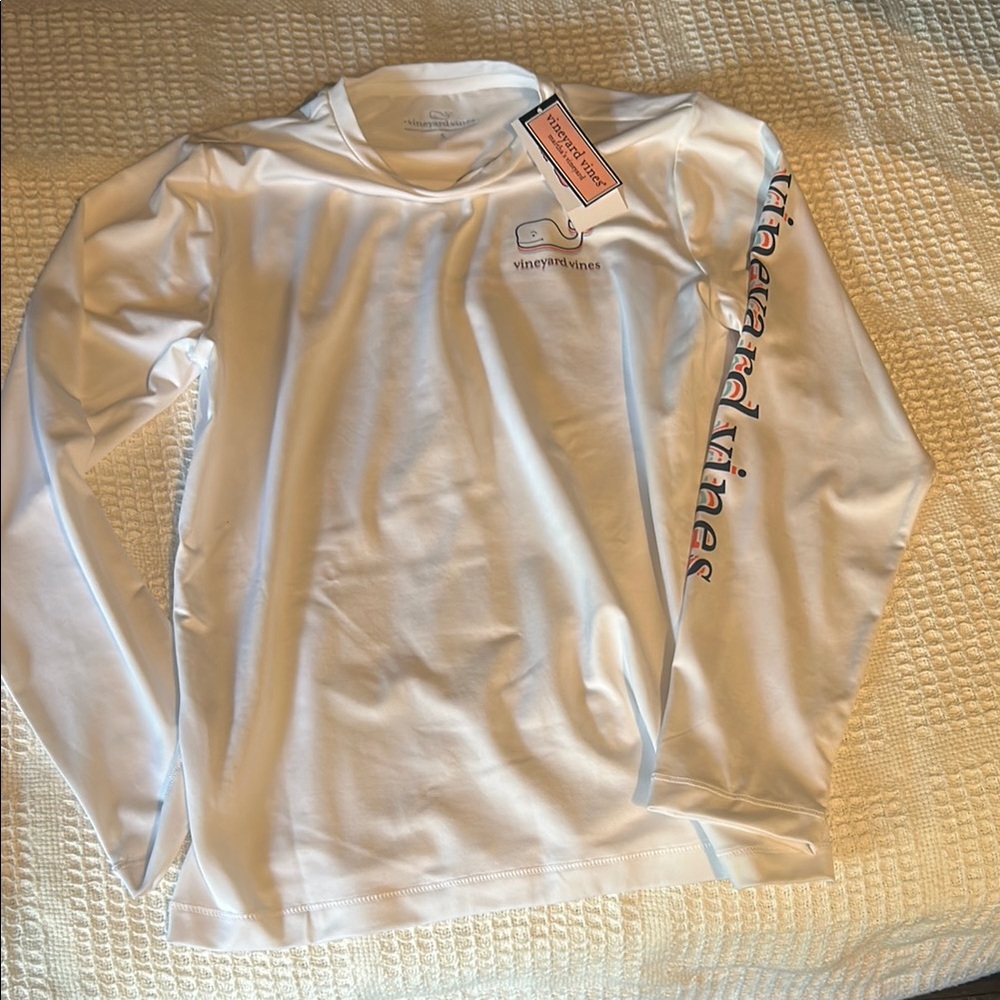 Vineyard Vines Kids White Performance Long-Sleeve Tee